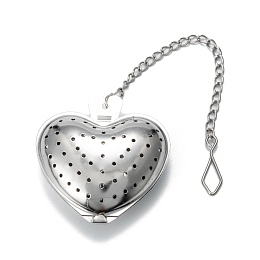 Honeyhandy Heart Shape Tea Infuser, with Chain & Hook, Loose Tea 304 Stainless Steel Mesh Tea Ball Strainer, Stainless Steel Color, 167mm