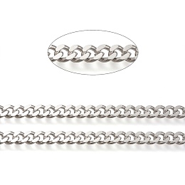 Honeyhandy Brass Cuban Link Chains, Chunky Curb Chains, Oval, Unwelded, Long-Lasting Plated, with Spool, Real Platinum Plated, Link: 7.5x9x2mm, about 16.4 Feet(5m)/roll