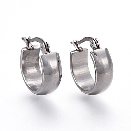 Honeyhandy 304 Stainless Steel Hoop Earrings, Hypoallergenic Earrings, Ring, Stainless Steel Color, 16.5x15x6mm, Pin: 1mm