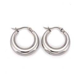 Honeyhandy Ring 304 Stainless Steel Hoop Earrings, Hypoallergenic Earrings, Stainless Steel Color, 24x23x7mm, Pin: 1x0.5mm