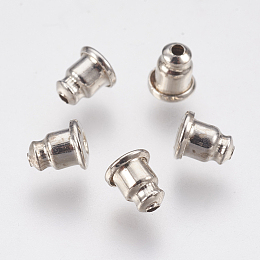 Honeyhandy Brass Ear Nuts, Earring Backs, Bell, Platinum, 5.5x4.8mm, Hole: 1.2mm, Fit For 0.8~0.9mm Pin