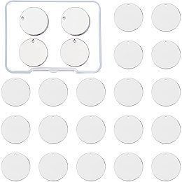 BENECREAT 30 Pack 20mm Stamping Tag Blanks Flat Round Links Connectors and Storage Box for Necklace Bracelet Dog Tags Making, Platinum