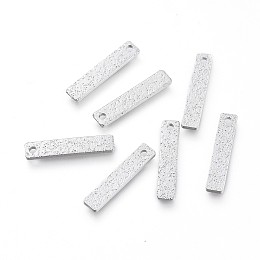 Honeyhandy Brass Charms, Long-Lasting Plated, Textured, Rectangle, Platinum, 15x3x1mm, Hole: 1mm