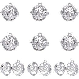 Arricraft 10pcs Cage Pendants, Brass Locket Charms, Chime Ball Pendants, Tree of Life Locket for Necklaces Jewelry Making Supplies-Platinum