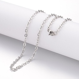 Honeyhandy 304 Stainless Steel Necklace, Cable Chains, with Lobster Clasps, Stainless Steel Color, 19.69 inch(500mm), 2mm