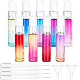 BENECREAT 9 Pack 0.3oz/10ml Gradient Colors Glass Sprayer Bottles Platinum Aluminium Oxide Spary Head with Portable Refillable for Perfume Bottles