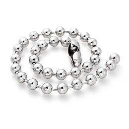 Honeyhandy 304 Stainless Steel Ball Chain Necklaces, Stainless Steel Color, 18.1 inch(46cm)