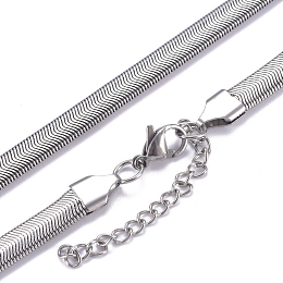 Honeyhandy 304 Stainless Steel Herringbone Chains Necklaces, with Lobster Claw Clasps, Stainless Steel Color, 16.1 inch(41cm)