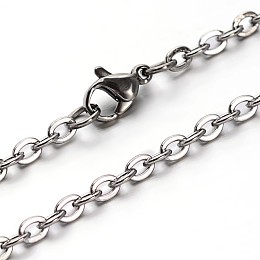 Honeyhandy 304 Stainless Steel Cable Chains Necklaces, with Lobster Clasps, Stainless Steel Color, 29.5 inch(74.9cm)