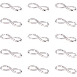 PandaHall Elite 20 Pcs Alloy One Direction Infinity Symbol Connectors Link Charms Pendants 30x10x2mm for DIY Bracelet Necklace Jewelry Making Accessories, Platinum