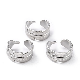 Honeyhandy 304 Stainless Steel Finger Rings, Cuff Rings, Long-Lasting Plated, Leaf, Stainless Steel Color, US Size 7 1/4(17.5mm), 1.5~9.5mm