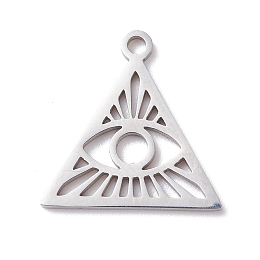 Honeyhandy 304 Stainless Steel Pendants,  Triangular, Stainless Steel Color, 15x14.5x0.5mm, Hole: 1.5mm