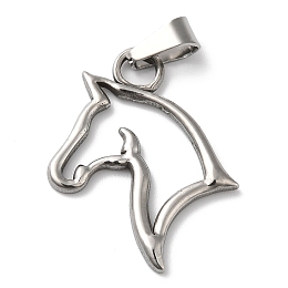 Honeyhandy 304 Stainless Steel Pendants, Hollow Horse Head Charms, Stainless Steel Color, 22.5x19x1.5mm, Hole: 3.5x6.5mm