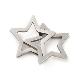 Honeyhandy 201 Stainless Steel Pendants, Hollow, Star, Stainless Steel Color, 18mm