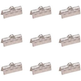 Arricraft 100pcs Stainless Steel Ribbon Ends Ribbon Clamp Crimps with Loop Ribbon Ends Fastener for Bookmarks Necklaces Bracelet Jewelry Making (Hole: 1x2.5mm)