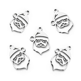 Honeyhandy 201 Stainless Steel Pendants, Christmas Theme, Santa Claus, Stainless Steel Color, 19.5x13x1mm, Hole: 1.5mm