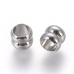 Honeyhandy 201 Stainless Steel Beads, Large Hole Beads, Column, Stainless Steel Color, 6x7mm, Hole: 5mm