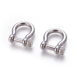 Honeyhandy 304 Stainless Steel Screw D-Ring Anchor Shackle Clasps, for Bracelets Making, Stainless Steel Color, 24.7x22mm