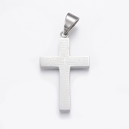 Honeyhandy 304 Stainless Steel Pendants, Cross, Stainless Steel Color, 25x15x3mm, Hole: 3.5x7mm