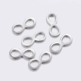 Honeyhandy 304 Stainless Steel Links connectors, Infinity, Stainless Steel Color, 4.5x10x0.7~1mm, Hole: 2.5x3.3~3.5mm