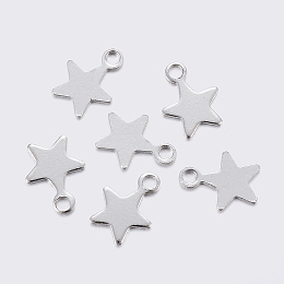 Honeyhandy 304 Stainless Steel Charms, Star, Stainless Steel Color, 8.4~9x7x0.6~0.7mm, Hole: 1.2mm