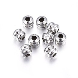 Honeyhandy 304 Stainless Steel Beads, Column, Stainless Steel Color, 5x5mm, Hole: 2mm