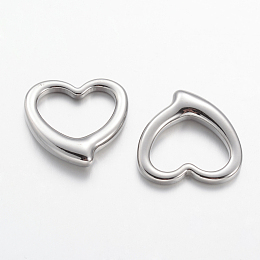 304 Stainless Steel Open Heart Pendants, Hollow, Stainless Steel Color, 24x24x5mm, Hole: 11.5x18mm