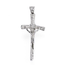 Honeyhandy 304 Stainless Steel Pendants, For Easter, Crucifix Cross, Stainless Steel Color, 44x21x6mm, Hole: 4x6mm