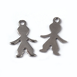 Honeyhandy Boy 304 Stainless Steel Pendants, Stainless Steel Color, 16x11x0.8mm, Hole: 1.5mm