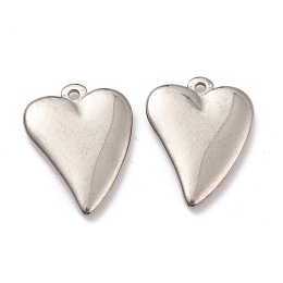 Honeyhandy 304 Stainless Steel Pendants, Heart, Stainless Steel Color, 21.5x17x3mm, Hole: 1.6mm