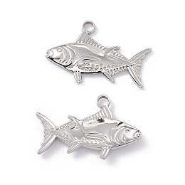 Honeyhandy 304 Stainless Steel Pendants, Fish Charms, Stainless Steel Color, 19x29x3mm, Hole: 3mm