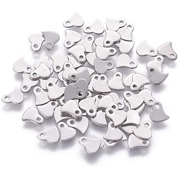 UNICRAFTALE 200pcs Flat Heart Pendants Stainless Steel Dangle Charms Blank Pendant for Necklace DIY Jewelry Making 6x6x1mm