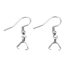 Honeyhandy 304 Stainless Steel Hooks, Ear Wire, with Ice Pick Pinch Bails, Stainless Steel Color, 27x20mm, 21 Gauge, Pin: 0.7mm