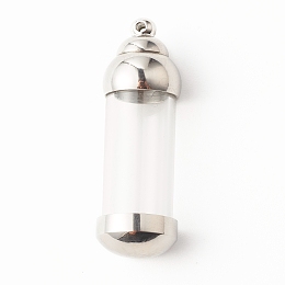 Honeyhandy 304 Stainless Steel Glass Bottle Pendants, Openable Ash Keepsake Memorial Pendants, Twist off Vial Tube Pendants, Column, Stainless Steel Color, 42x13.5mm, Hole: 1.6mm