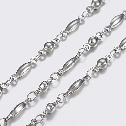 Honeyhandy Tarnish Resistant 304 Stainless Steel Chains, Flat Round and Oval Link Chains, Soldered, Stainless Steel Color, 8~11x2.5~3x2~2.5mm