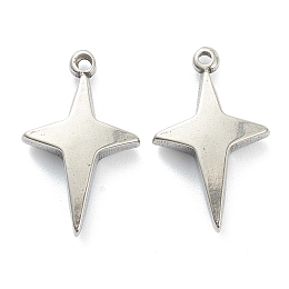 Honeyhandy 304 Stainless Steel Pendants, Star, Stainless Steel Color, 21x13x4mm, Hole: 1.4mm