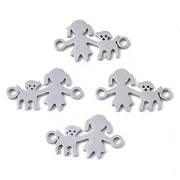 Honeyhandy 201 Stainless Steel Links connectors, Laser Cut Links, Girl with Dog, Stainless Steel Color, 10x16.5x1mm, Hole: 1.5mm