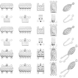 UNICRAFTALE 50 Sets 5 Styles Multi-Strand Clasps Necklace Layering Clasps Stainless Steel Box Clasp Lock Necklace Clasp Connector Clasp for Jewelry DIY Stainless Steel Color