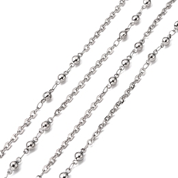 Honeyhandy 3.28 Feet 304 Stainless Steel Decorative Rolo Chains, Belcher Chain, Soldered, with Round Bead, Stainless Steel Color, 2.3mm