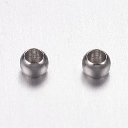 Honeyhandy 316 Surgical Stainless Steel Crimp Beads, Rondelle, Stainless Steel Color, 2x1.5mm, Hole: 1mm