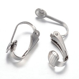 Honeyhandy 304 Stainless Steel Clip-on Earring Findings, Stainless Steel Color, 16x10x7.3mm