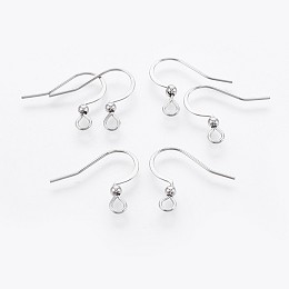 Honeyhandy 316 Surgical Stainless Steel French Earring Hooks, with Horizontal Loop, Flat Earring Hooks, Stainless Steel Color, 15.5~16x18.9~19mm, Hole: 2mm, Pin: 0.7mm