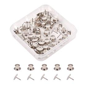 BENECREAT 60 Count Platinum Colors Clutch Pin Backs with Tie Tacks Blank Pins Kit, Locking Bulk Metal Pin Keepers Locking Clasp with Storage Case