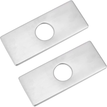 UNICRAFTALE 2Pcs 34.5mm Hole Covers Deck Plate for Bathroom Faucet 304 Stainless Steel Sink Cover Plate Rectangle 3-to-1 Bathroom Faucet Escutcheon Plate for Bathroom or Kitchen Sink Faucet