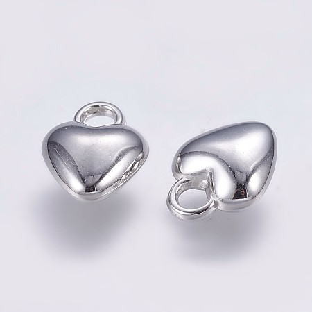Honeyhandy CCB Plastic Charms, Heart, Platinum, 12x9.5x5mm, Hole: 2.5mm