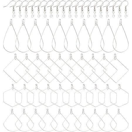UNICRAFTALE DIY Earring Making Findings About 40pcs 4 Mixed Style Hoop Earrings 40pcs Earring Hook with 40pcs Open Jump Rings Hypo-allergenic Earring for DIY Earring Making Stainless Steel Color