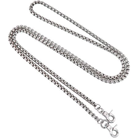 CHGCRAFT 2pcs Platinum Purse Strap Chains Handbag Clutch Bag Replacement Chain Accessories with Alloy Swivel Clasp for DIY Crafting Bag 46.5 inches