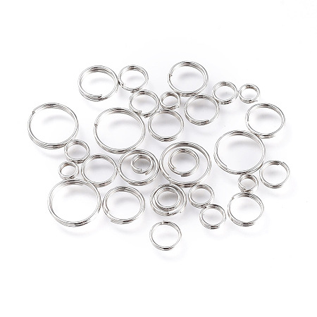 Honeyhandy Iron Split Rings, Double Loops Jump Rings, Platinum, 4~10x1.4mm, Inner Diameter: 3.3~8.6mm, about 5316pcs/500g