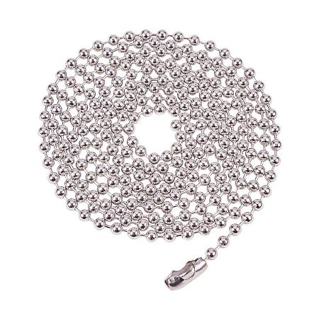 PandaHall Elite 20 Strands 304 Stainless Steel Ball Chain Beaded Pull Chain  Extension with Connector, Total About 59 Inches(2.4mm for Ball, 2.95  inches/Strand) 