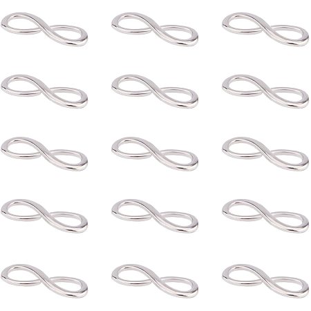 PandaHall Elite 20 Pcs Alloy One Direction Infinity Symbol Connectors Link Charms Pendants 30x10x2mm for DIY Bracelet Necklace Jewelry Making Accessories, Platinum